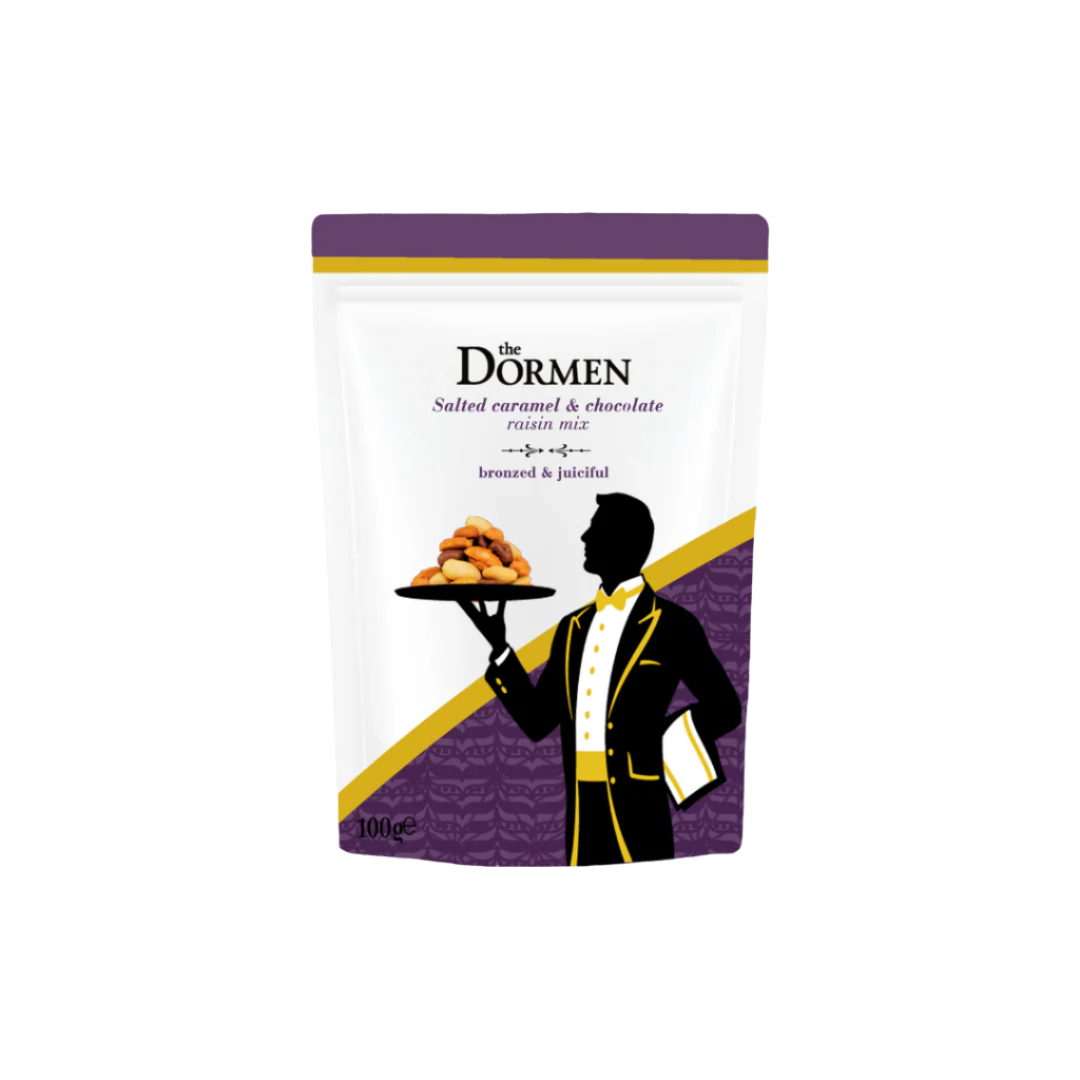 Salted Caramelised Peanuts & Chocolate Raisins Premium Pouches 8 x 100g