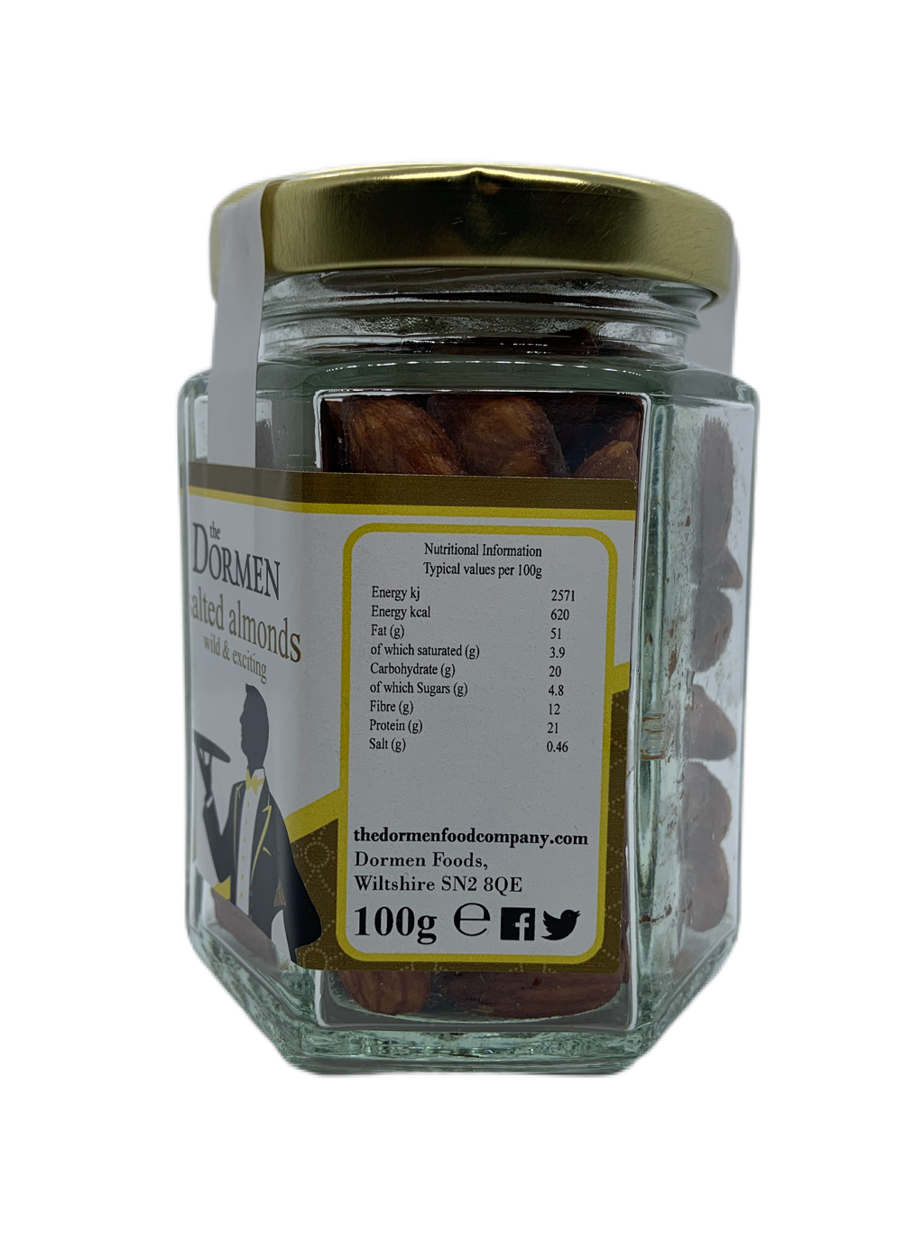 Salted Almonds Hexagonal Jar - The Dormen Food Company