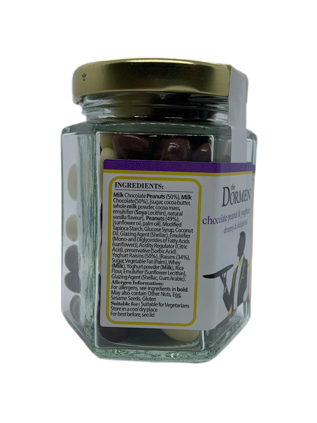 Chocolate Peanut & Yoghurt Raisins Hexagonal Jar - The Dormen Food Company