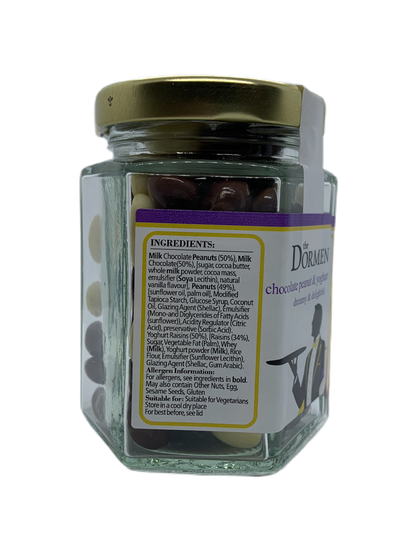 Chocolate Peanut & Yoghurt Raisins Hexagonal Jar - The Dormen Food Company