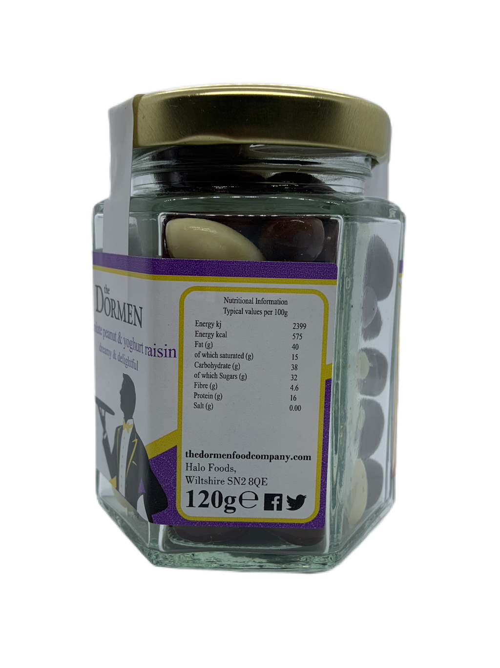 Chocolate Peanut & Yoghurt Raisins Hexagonal Jar - The Dormen Food Company