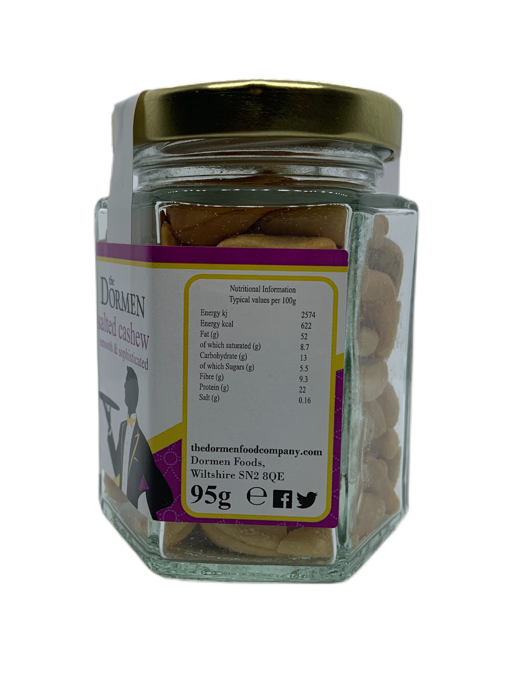 Salted Cashews Hexagonal Jar - The Dormen Food Company