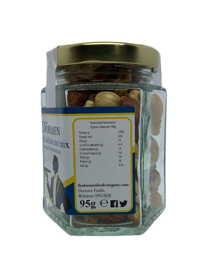 Salted Deluxe Nut Mix Hexagonal Jar.