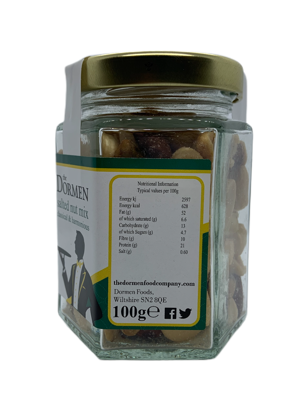 Salted Nut Mix Hexagonal Jar - The Dormen Food Company